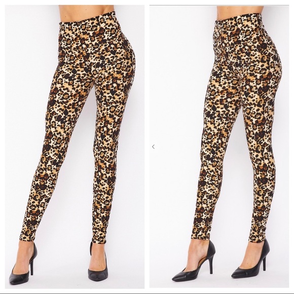 Boho Retro Animal Print Ankle Leggings w/5 inch waistband - Picture 2 of 3